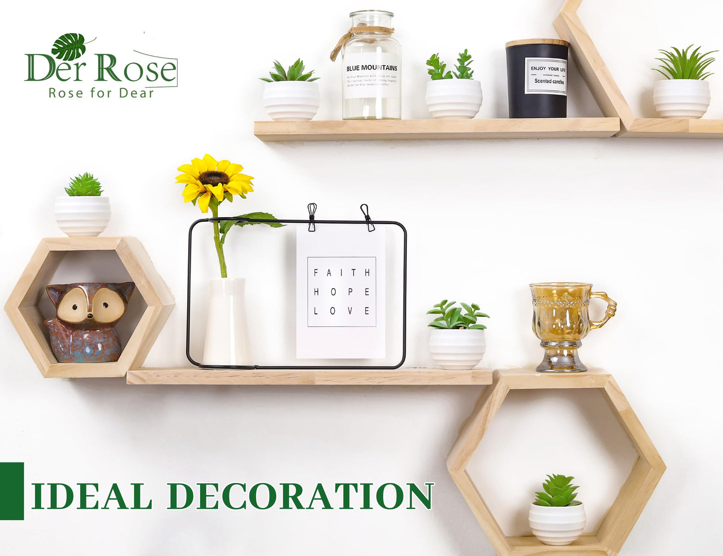 Der Rose Set of 6 Succulents Plants Artificial in Pots Small Fake Plants Graduation Gifts for Bedroom Aesthetic Living Room Shelf Bathroom Decor Office Desk Accessories