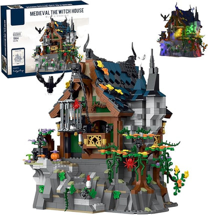 Medieval Modular Halloween Haunted Mansion Building Set for Adults - Castle Architecture with Cave Detachable Roof &amp Detailed Interior
