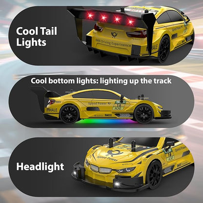 RC Drift Car 1/20 Scale 2.4GHz 4WD Remote Control Car with Led Lights 22KM/H High Speed Rechargeable Batteries Racing Sport Cars RC Cars for Kids Boys Girls Adults Gifts Birthday Christmas