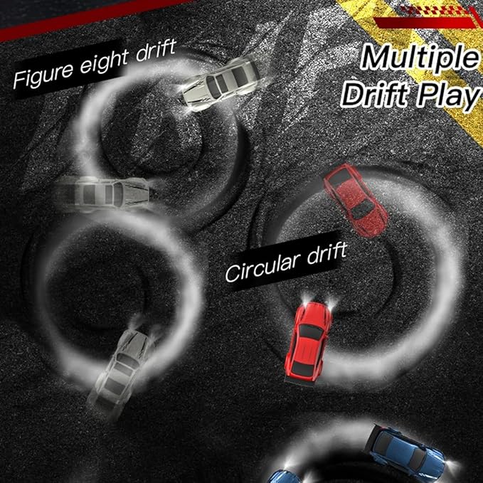 1/64 Scale 2.4G High Speed Drift RC Car Remote Control Drift 4WD Mini Lights System Desktop Drift Car for Adults (White)