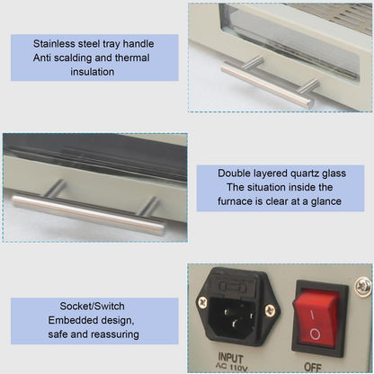 800W Reflow Oven,T-962 Reflow Soldering Station, PCB Board SMD SMT BGA Rework Station Tool With Hot Air Circulation Reflow Oven