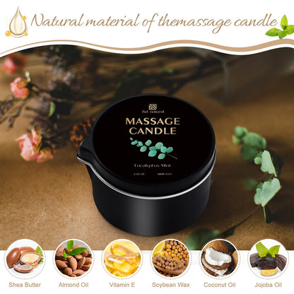 6 Pack Massage Oil Candles 2.35 oz Low Temp Soy Massage Candles 6 Scent Spa Therapy Body Oil Home Valentine's Day Gift for Relaxation, Couples, or Self-Care