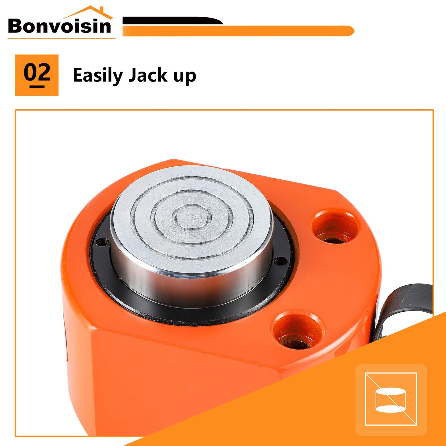 Bonvoisin 20T Hydraulic Ram Cylinder Jack Low Profile Porta Power Ram 0.55" Stroke Single-acting Mini Jack Ram with CP-180 Hydraulic Hand Pump for Machinery Shipbuilding