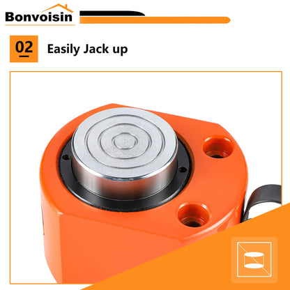 Bonvoisin 20T Hydraulic Ram Cylinder Jack Low Profile Porta Power Ram 0.55" Stroke Single-acting Mini Jack Ram with CP-180 Hydraulic Hand Pump for Machinery Shipbuilding