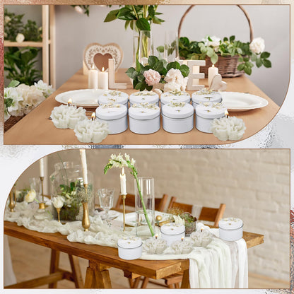 Threlaco 12 Pcs Flower Candles Scented Bridesmaid Gift Set Soy Wax Aromatherapy Candles Bulk for Wedding Bridal Shower Home Guests Women Valentines Mothers Day Anniversaries Favor(White)