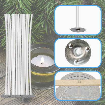 150 Pcs Candle Wicks Kit, Pre Waxed Cotton Wick with 150 Pcs Wick Stickers and 10 Pcs Candle Wick Holders for Soy Wax, Beeswax, Coconut Wax Candle Making and DIY