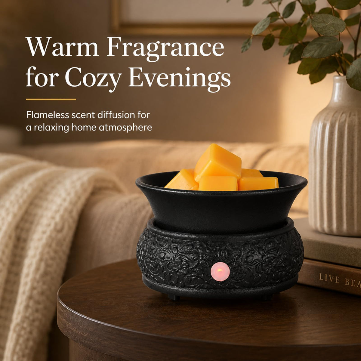 mocosa Wax Melt Warmer Ceramic Wax Warmer,3-1 Candle Wax Warmer for Scented Wax Burner Electric Wax Melter as Gifts for Moms Grandma Women Girls(Black)