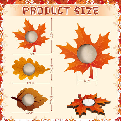 Marsui 12 Pcs Fall Thanksgiving Candle Holders Maple Leaves Harvest Table Centerpiece Decor Tealight Candle Holders for Home Tabletop Autumn Party Mantel Decorations