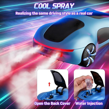 Remote Control Car Gesture Sensing RC Sunt Car 2.4GHz RC Drift Cars with Spray Light and Sound 360° Rotating Side Drifting RC Cars with 2 Batteries Birthday Gifts (Blue)