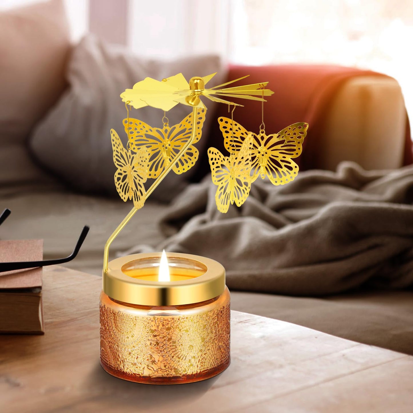 Kunrsug Butterfly Rotating Scented Candles Gift Set for Birthdays, Christmas, Thanksgiving, or As A Unique Present for Your Mom, Sister, Girlfriend, Colleagues, Friends, or A Dear Friend