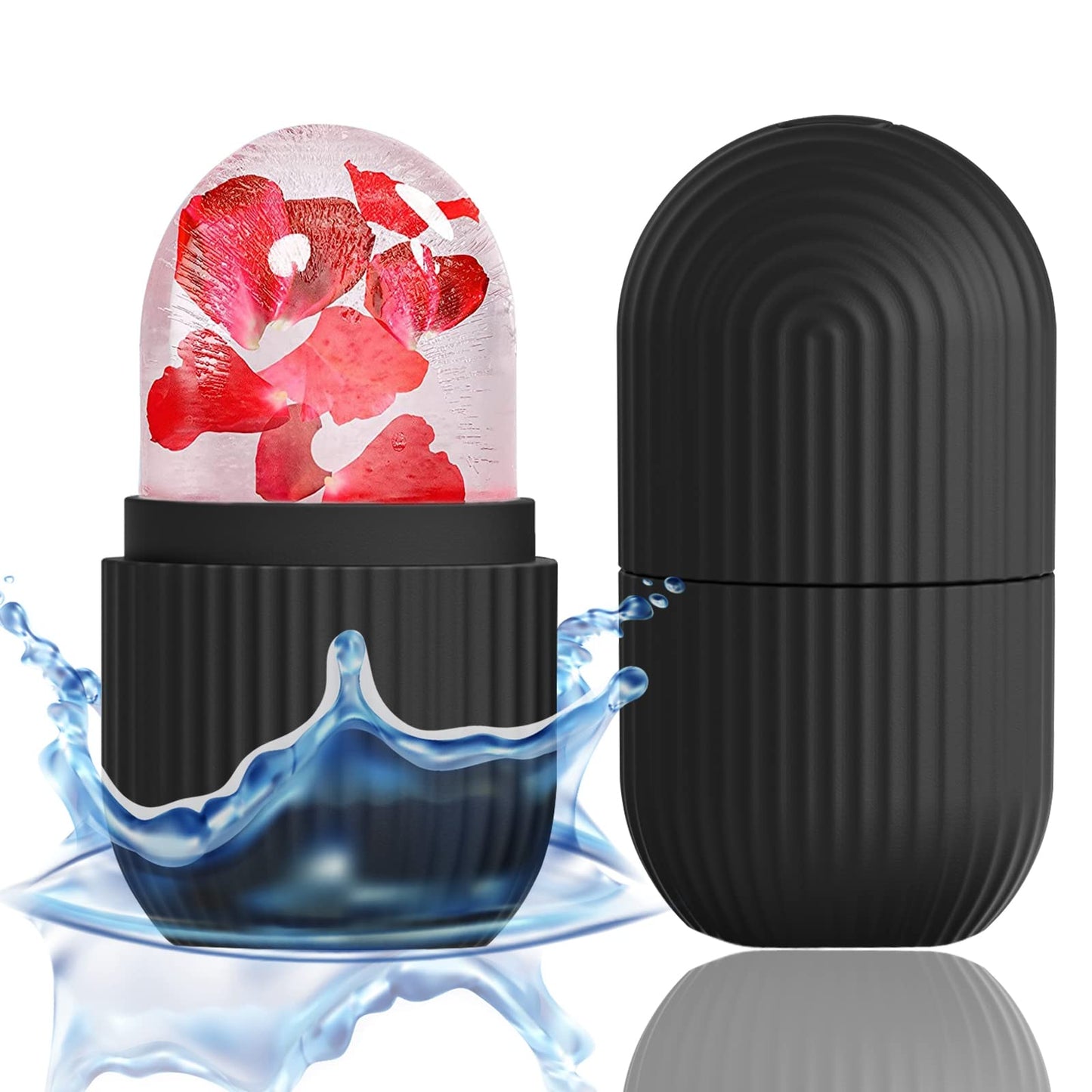 XHJRI Ice Cube Roller Massager for Face, Eyes and Neck Naturally Conditioning and Skin Care,De-Puff Eye Bags,Reduce Migraine Pain,Reusable Massage Silicone Ice Mold (Pink)