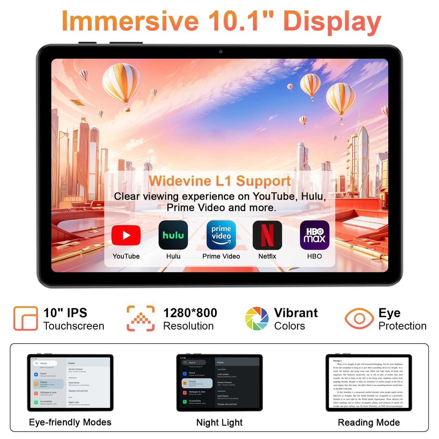 EHFiDC Tablet 10 Inch Android 16 Tablets, 32GB RAM 128GB ROM 2TB Expand, 2.2GHz Octa-Core, 6000mAh, 5G WiFi, HD IPS Display, Widevine L1, Drop-Proof EVA Case