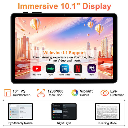 EHFiDC Tablet 10 Inch Android 16 Tablets, 32GB RAM 128GB ROM 2TB Expand, 2.2GHz Octa-Core, 6000mAh, 5G WiFi, HD IPS Display, Widevine L1, Drop-Proof EVA Case