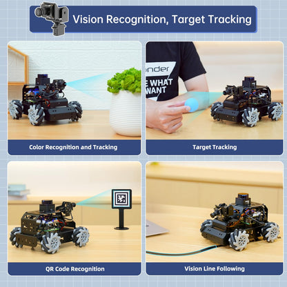 LewanSoul Robot Car for Raspberry Pi 5 ROS2 Programmable AI Vision Smart Robot Kit 360° Movement Chassis, Lidar SLAM Mapping Navigation Path Planning Autonomous Driving, MentorPi M1 with RPi 5 4GB