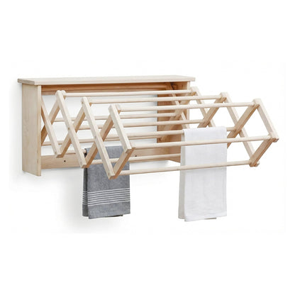 Pennsylvania Woodworks Extra Large Wall Clothes Drying Rack ~ Heavy Duty Solid Maple Hardwood, Folding, Collapses to 35" x 20" x 8", Hand Built in USA, Unfinished