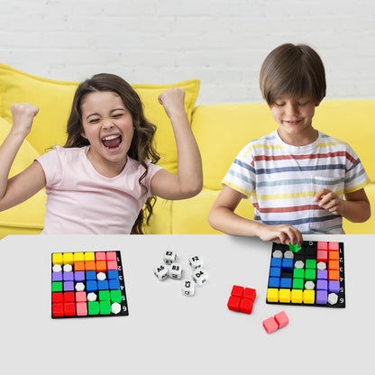 STEM Puzzle Game The Brain Square with 160000+ Solutions Pattern Matching Blocks Brain Teaser Toy Roll Dice & Race Your Opponent to Fill Grid Travel Game for Kids & Teens Back to School Birthday Gift