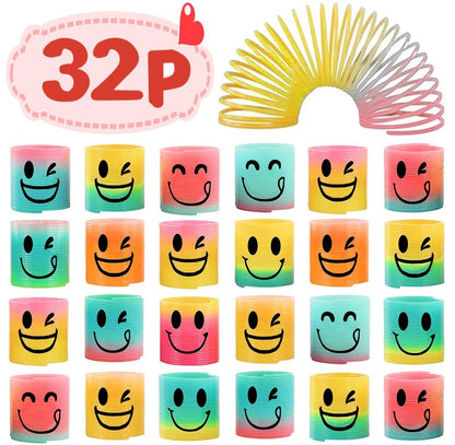 AZEN 32 Pcs Mini Spring Party Favors for Kids 3-5 4-8, Goodie Bags Stuffers for Birthday, Classroom Prizes Kids Prizes, Small Bulk Toys Gifts (4 Smile)