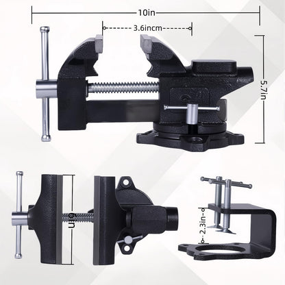 Bench Vise, 6" Jaw Width, Table Vise For Workbench,2-in-1 Multi-Purpose Heavy Duty Bench Vice With Two Multifunctional Jaws, 270° Swivel Base Home Vise for Woodworking, Welding and DIY