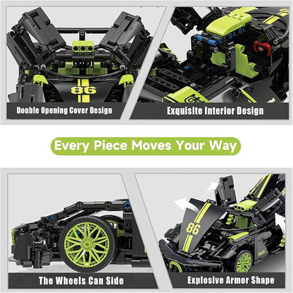1:14 Hypercar Building Set for Adults Sport Car Building Blocks Motor Enthusiasts’ Gift Vehicle Racing Car for Boys and Girls Age 8 9 10 11 12 13 14(910PCS-Non-motorized Version)