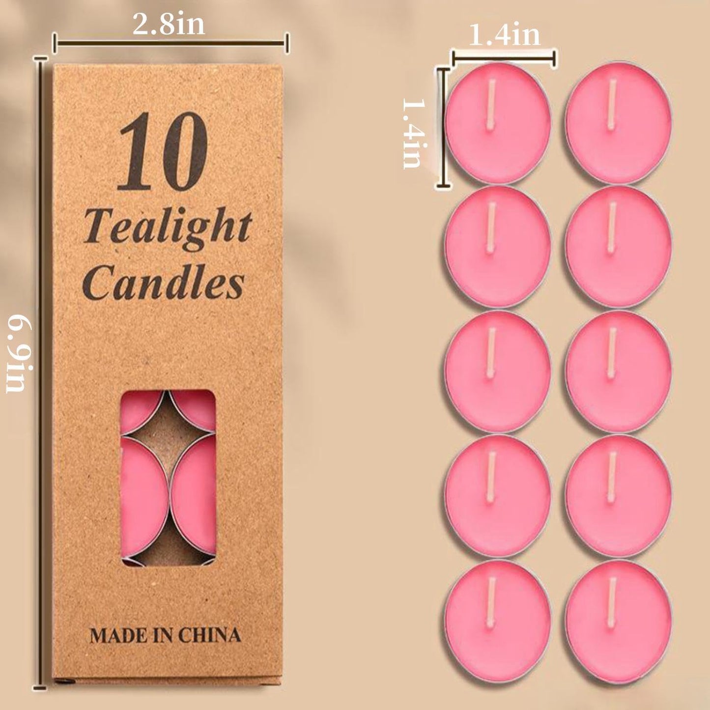 Tea Candles Wedding 10 Pack Party and Home Decoration Votive Parties Tealight Small Wishing Bulk with 1.5-2 Hours Extended Burn Time Mini for Birthday Emergency Family (Red)