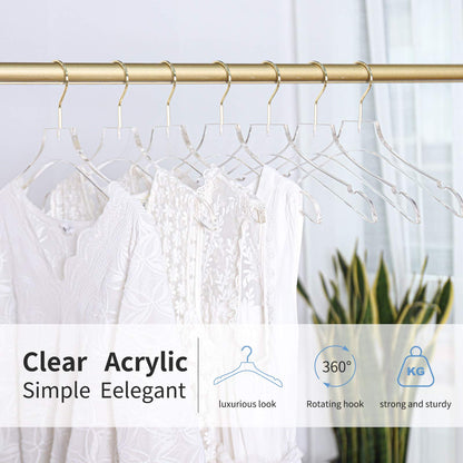 Acrylic Hangers Clear and Gold Premium Quality Clothes Hangers Standard Clothing