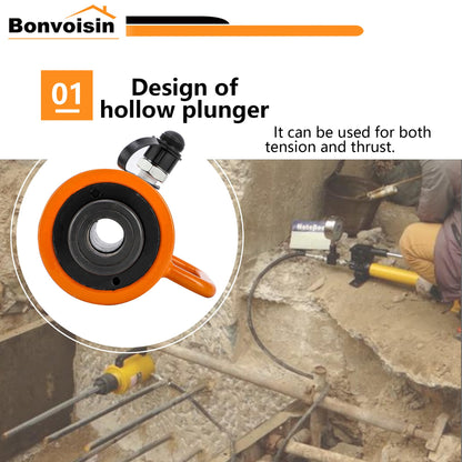 Bonvoisin Hydraulic Hollow Jack Cylinder 20T Hydraulic Ram Cylinder 2" Stroke Porta Power Ram Single Acting Lifting Cylinders for Machinery Shipbuilding
