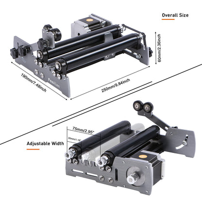 FoxAlien R57 Y-axis Rotary Roller Engraving Module for Cylindrical Objects Curved Surface for FoxAlien 4040-XE CNC Router Engraving Machine