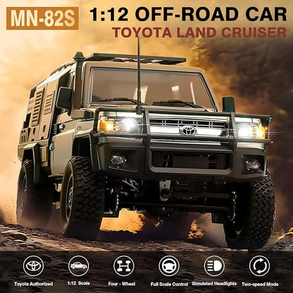 1/12 Scale RC Crawler MN-82S LC79 RTR RC Truck 4x4 Off Road Vehicles 2.4GHz RC Rock Crawler Car with LED Lights 7.4V 1200mAh Battery for Adults Hobby Toys (Black)
