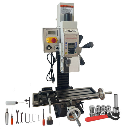 INTBUYING Mini Milling Drilling Machine Benchtop Mill Drill 5-1/2''x20'' Precision Hobby Milling Machine 600W MT2 Variable Speed Micro Feed with Spindle Drill Chucks for Metal Plastic Wood 110V