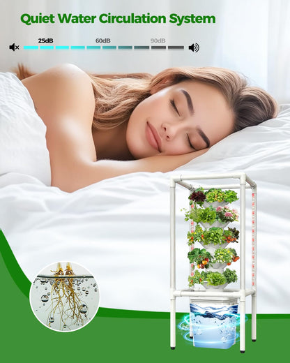 SJZX Hydroponics Growing System, Hydroponic Tower with Full-Spectrum Grow Lights, 5/14Tiers Indoor Outdoor Garden Planter, Vertical Home Gardening Germination Kits for Vegetables, Fruits, Herb (5L6H)
