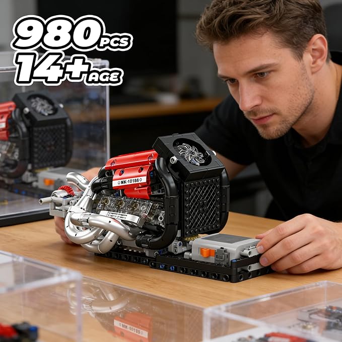 Mould King 10188 Engine Building Kit for Adults Combustion Racing Car Engine Model Kit for Display STEM Building Project for Teens 14+(980 PCS)