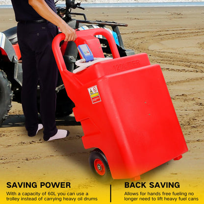 Automatic Fuel Transfer Pump with 32 Gallon Portable Fuel Caddy Tank, Auto-Stop Sensor Nozzle, AA Battery/12V DC 2 Power Modes, Tank Adapters, for Gasoline Diesel Fuel DEF Urea