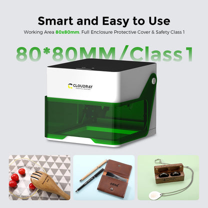 Cloudray 5W Diode, Laser Engraver Machine Mini Laser Etching Cutter for DIY Wood Leather Silicone Paper Glass Acrylic Cloth Enclosed Design Class1, 5000mW