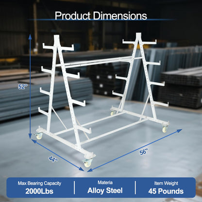 YeeJinHong Conduit Pipe Rack Storage with Wheels, 5-Tier Heavy Duty Horizontal Pipe Storage Rack, Industrial Rolling Steel Cart for Garage & Warehouse, 2000 lbs Capacity, 56" x 44" x 52", Casters