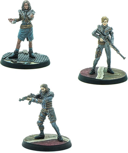 Modiphius Entertainment: Fallout: Wasteland Warfare Raiders - Operators Bosses - 3 Figures Nuka World Wave 32mm Multi-Part Resin Unpainted Mniatures