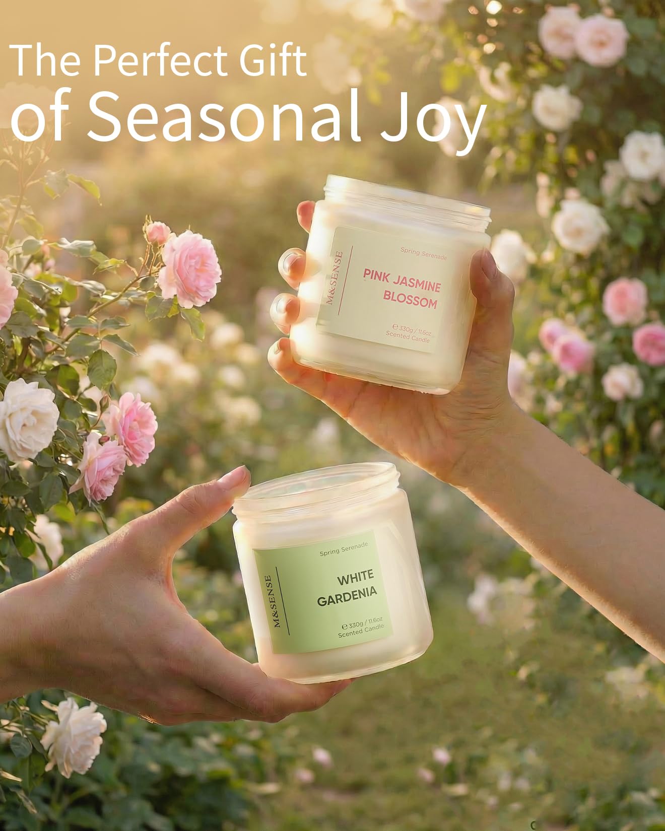 M&SENSE Sage Citrus Candles, 11.6oz Natural Soy Wax, 70 Hours Long Lasting, Non Toxic Clean Burning Candle for Home Scented, Fresh Smelling Aromatherapy 2 Wicks Glass Jar for Meditation Relaxation