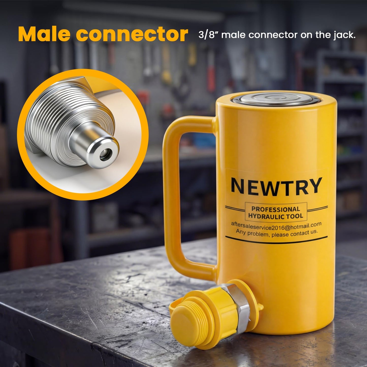 NEWTRY 20 ton Hydraulic Cylinder Long Jack 4” Stroke Porta Power Ram Jack Lifting Cylinder Retract Automatically for Shipbuilding Bridge Construction