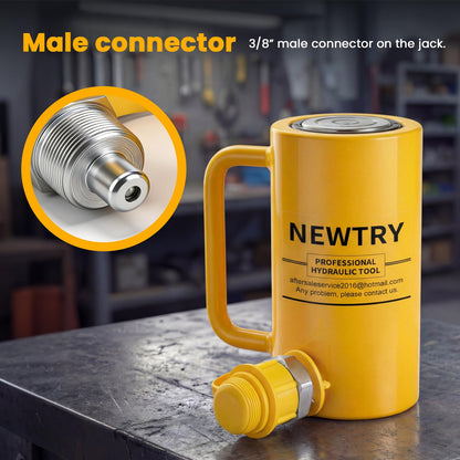 NEWTRY 20 ton Hydraulic Cylinder Long Jack 4” Stroke Porta Power Ram Jack Lifting Cylinder Retract Automatically for Shipbuilding Bridge Construction