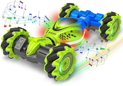 Gesture RC Car 2.4GHz 4WD Gesture Sensing RC Stunt Car Toys for 6-12 Years Old Boys Girls Hand Controlled Remote Drift Twist Offroad 360° Rotation with Lights Music for Birthday Gifts