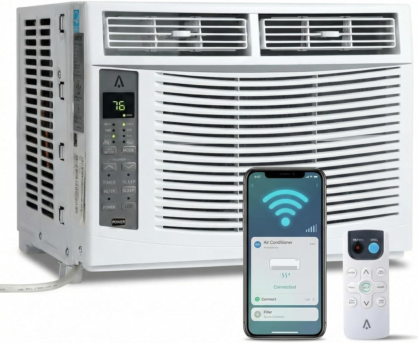 Garvee 8,000 Btu U-Shaped Window Air Conditioner, WiFi & App Control, Ultra Quiet, Enabled Saddle Window AC Unit Cools Up to 350 Sq. ft, Cooling, Dehumidifier, Flexible for Home/Office