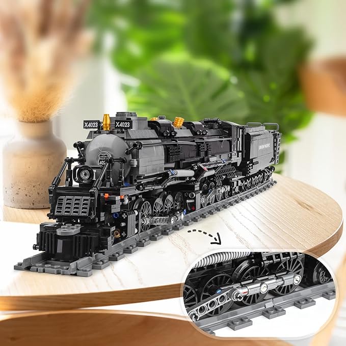 Steam Model Train Building Blocks Build The Train Building Bricks Set Large Locomotives Display Toy with Train TracksTop Present for Train Lovers (1608 Pcs)