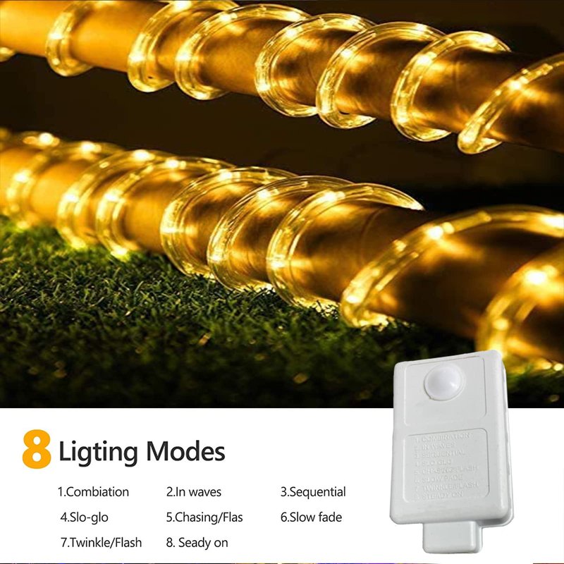 150ft LED Rope Lights Outdoor, 1080 LED Connectable and Flexible Tube Lights with 8 Modes, Waterproof LED Rope Lighting for Garden, Patio, Bedroom, Party, Pool, Indoor Outdoor Decoration (Warm White)