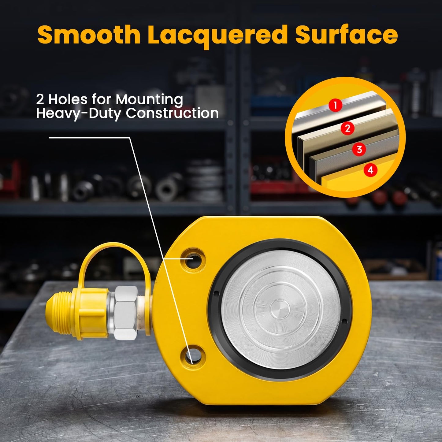NEWTRY Hydraulic Ram Cylinder 30 ton Hydraulic Jack Lifting Cylinder Hydraulic Cylinder Jack 0.55” Low Profile Hydraulic Porta Power Ram Jack Mini, Portable for Shipbuilding, Bridge, Construction