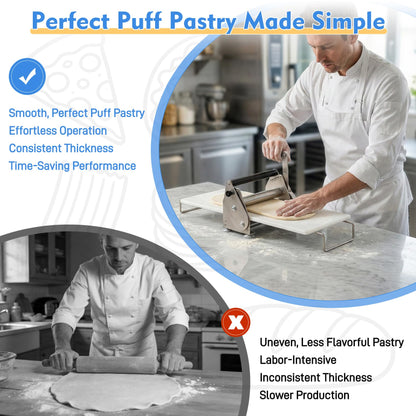 12" Folding Manual Dough Sheeter with 2 Rolling Boards, Adjustable Thickness Dough Rolling Machine, Compact Stainless Steel Dough Sheeter for Pizza, Pastry, Pasta, Fondant, Cookie Dough & Home Baking