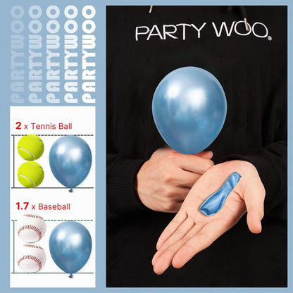PartyWoo Metallic Light Blue Balloons 50 pcs 5 inch Metallic Baby Blue Small Mini Balloons for Graduation Wedding Baby Shower Gender Reveal Anniversary Birthday Party Decorations Blue-G119
