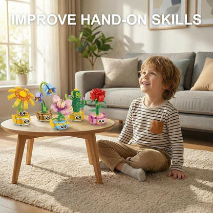 12-in-1 Flower Building Set Botanical Collection Floral Decor Kit Creative STEM Toy Christmas Birthday Easter Gift for Kids Girls Boys 6+ Years Old