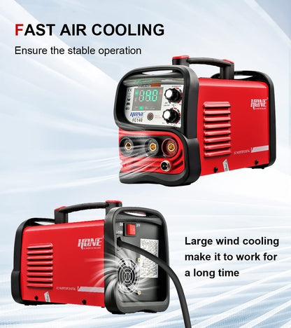 HONE MIG Welder 110V, Actual 140Amp Flux Core Welder/Stick Welder/Lift TIG 3 in 1 Synergic Welding Machine, Smart IGBT Inverter Large LED Display Gasless Wire Welder with Welding Gun