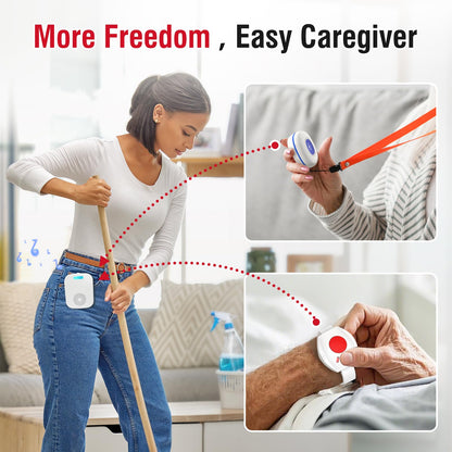CallToU Caregiver Pager Wireless Call Button for Elderly/Senior,2026 New Version Pager with Vibration & Rechargeable,Nurse Alert System for Home Care Seniors