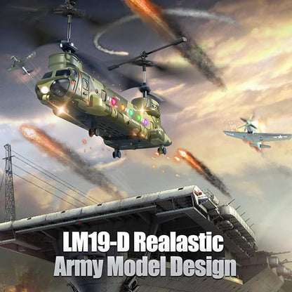 OBEST LM19-D Chinook RC HelicopterRemote Control Military Helicopter with CameraTwin-propeller with Altitude HoldOne Key take Off/LandingArmy RC Toys and Military Fans