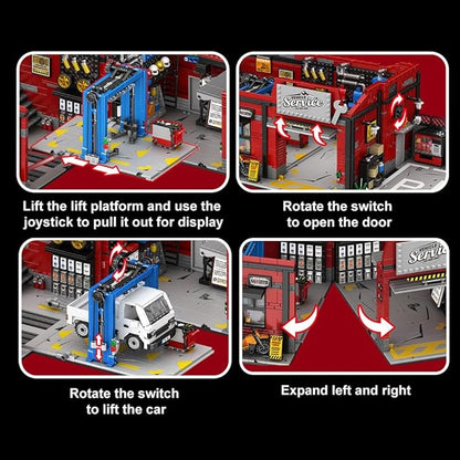 39148 American-Style Parking Repair Shop Building Block Set with Lighting 2819 Pieces Shop Building Model Building Block Sets Adult Creative Enthusiast Model Gifts and Unique Collectibles